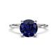 1 - Morgan 2.65 ctw Center Created Blue Sapphire with Prong Studded Natural Diamond Solitaire Plus Engagement Ring 