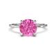 1 - Morgan 2.65 ctw Center Created Pink Sapphire with Prong Studded Natural Diamond Solitaire Plus Engagement Ring 