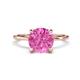 1 - Morgan 2.65 ctw Center Created Pink Sapphire with Prong Studded Natural Diamond Solitaire Plus Engagement Ring 