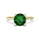 1 - Morgan 1.90 ctw Center Created Emerald with Prong Studded Natural Diamond Solitaire Plus Engagement Ring 