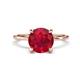 1 - Morgan 2.90 ctw Center Created Ruby with Prong Studded Natural Diamond Solitaire Plus Engagement Ring 