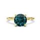 1 - Morgan 2.15 ctw Center London Blue Topaz with Prong Studded Natural Diamond Solitaire Plus Engagement Ring 