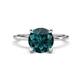 1 - Morgan 2.15 ctw Center London Blue Topaz with Prong Studded Natural Diamond Solitaire Plus Engagement Ring 