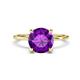 1 - Morgan 2.05 ctw Center Amethyst with Prong Studded Natural Diamond Solitaire Plus Engagement Ring 