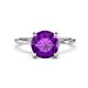 1 - Morgan 2.05 ctw Center Amethyst with Prong Studded Natural Diamond Solitaire Plus Engagement Ring 