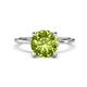 1 - Morgan 1.95 ctw Center Peridot with Prong Studded Natural Diamond Solitaire Plus Engagement Ring 