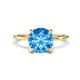 1 - Morgan 2.15 ctw Center Blue Topaz with Prong Studded Natural Diamond Solitaire Plus Engagement Ring 