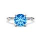 1 - Morgan 2.15 ctw Center Blue Topaz with Prong Studded Natural Diamond Solitaire Plus Engagement Ring 