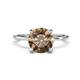 1 - Morgan 1.95 ctw Center Smoky Quartz with Prong Studded Natural Diamond Solitaire Plus Engagement Ring 