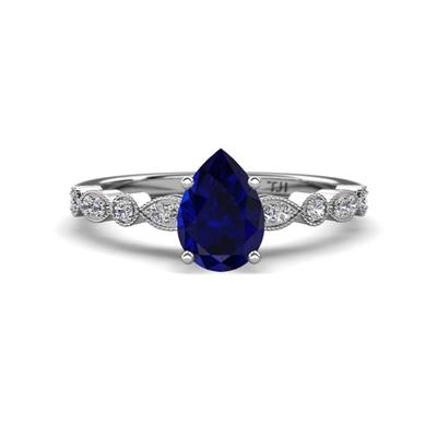 Renea ctw Blue Sapphire Pear Shape x With accented Diamonds Engagement Ring