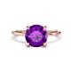 1 - Morgan 1.30 ctw Center Amethyst with Prong Studded Natural Diamond Solitaire Plus Engagement Ring 