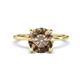 1 - Morgan 1.33 ctw Center Smoky Quartz with Prong Studded Natural Diamond Solitaire Plus Engagement Ring 