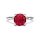 1 - Morgan 1.65 ctw Center Created Ruby with Prong Studded Natural Diamond Solitaire Plus Engagement Ring 