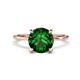 1 - Morgan 1.40 ctw Center Created Emerald with Prong Studded Natural Diamond Solitaire Plus Engagement Ring 