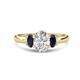 1 - Gemma 1.96 ctw GIA Certified Natural Diamond Oval Cut (8x6 mm) and Side Blue Sapphire Trellis Three Stone Engagement Ring 