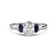 1 - Gemma 1.96 ctw GIA Certified Natural Diamond Oval Cut (8x6 mm) and Side Blue Sapphire Trellis Three Stone Engagement Ring 