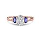 1 - Gemma 1.74 ctw GIA Certified Natural Diamond Oval Cut (8x6 mm) and Side Iolite Trellis Three Stone Engagement Ring 