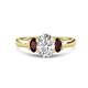 1 - Gemma 1.90 ctw GIA Certified Natural Diamond Oval Cut (8x6 mm) and Side Red Garnet Trellis Three Stone Engagement Ring 