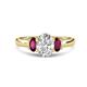 1 - Gemma 1.96 ctw GIA Certified Natural Diamond Oval Cut (8x6 mm) and Side Rhodolite Garnet Trellis Three Stone Engagement Ring 