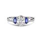 1 - Gemma 1.74 ctw IGI Certified Lab Grown Diamond Oval Cut (8x6 mm) and Iolite Trellis Three Stone Engagement Ring 