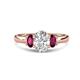 1 - Gemma 1.96 ctw IGI Certified Lab Grown Diamond Oval Cut (8x6 mm) and Rhodolite Garnet Trellis Three Stone Engagement Ring 