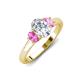 3 - Gemma 1.90 ctw GIA Certified Natural Diamond Oval Cut (8x6 mm) and Side Pink Sapphire Trellis Three Stone Engagement Ring 
