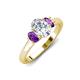 3 - Gemma 1.74 ctw GIA Certified Natural Diamond Oval Cut (8x6 mm) and Side Amethyst Trellis Three Stone Engagement Ring 