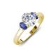 3 - Gemma 1.74 ctw GIA Certified Natural Diamond Oval Cut (8x6 mm) and Side Iolite Trellis Three Stone Engagement Ring 