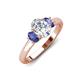 3 - Gemma 1.74 ctw GIA Certified Natural Diamond Oval Cut (8x6 mm) and Side Iolite Trellis Three Stone Engagement Ring 