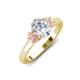 3 - Gemma 1.80 ctw GIA Certified Natural Diamond Oval Cut (8x6 mm) and Side Morganite Trellis Three Stone Engagement Ring 