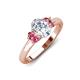 3 - Gemma 1.86 ctw GIA Certified Natural Diamond Oval Cut (8x6 mm) and Side Pink Tourmaline Trellis Three Stone Engagement Ring 