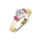 3 - Gemma 1.86 ctw GIA Certified Natural Diamond Oval Cut (8x6 mm) and Side Pink Tourmaline Trellis Three Stone Engagement Ring 