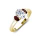 3 - Gemma 1.90 ctw GIA Certified Natural Diamond Oval Cut (8x6 mm) and Side Red Garnet Trellis Three Stone Engagement Ring 