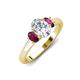 3 - Gemma 1.96 ctw GIA Certified Natural Diamond Oval Cut (8x6 mm) and Side Rhodolite Garnet Trellis Three Stone Engagement Ring 