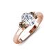 3 - Gemma 1.80 ctw GIA Certified Natural Diamond Oval Cut (8x6 mm) and Side Smoky Quartz Trellis Three Stone Engagement Ring 