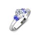 3 - Gemma 1.80 ctw GIA Certified Natural Diamond Oval Cut (8x6 mm) and Side Tanzanite Trellis Three Stone Engagement Ring 