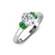 3 - Gemma 1.82 ctw GIA Certified Natural Diamond Oval Cut (8x6 mm) and Side Green Garnet Trellis Three Stone Engagement Ring 