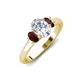 3 - Gemma 1.90 ctw IGI Certified Lab Grown Diamond Oval Cut (8x6 mm) and Red Garnet Trellis Three Stone Engagement Ring 