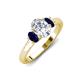 3 - Gemma 1.96 ctw IGI Certified Lab Grown Diamond Oval Cut (8x6 mm) and Blue Sapphire Trellis Three Stone Engagement Ring 