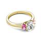 4 - Gemma 1.90 ctw IGI Certified Lab Grown Diamond Oval Cut (8x6 mm) and Pink Sapphire Trellis Three Stone Engagement Ring 