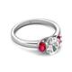 4 - Gemma 1.90 ctw IGI Certified Lab Grown Diamond Oval Cut (8x6 mm) and Ruby Trellis Three Stone Engagement Ring 