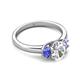 4 - Gemma 1.80 ctw IGI Certified Lab Grown Diamond Oval Cut (8x6 mm) and Tanzanite Trellis Three Stone Engagement Ring 