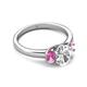 4 - Gemma 1.90 ctw IGI Certified Lab Grown Diamond Oval Cut (8x6 mm) and Pink Sapphire Trellis Three Stone Engagement Ring 