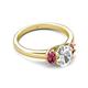 4 - Gemma 1.86 ctw IGI Certified Lab Grown Diamond Oval Cut (8x6 mm) and Pink Tourmaline Trellis Three Stone Engagement Ring 