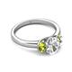 4 - Gemma 1.90 ctw IGI Certified Lab Grown Diamond Oval Cut (8x6 mm) and Peridot Trellis Three Stone Engagement Ring 
