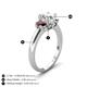 5 - Gemma 1.90 ctw IGI Certified Lab Grown Diamond Oval Cut (8x6 mm) and Red Garnet Trellis Three Stone Engagement Ring 