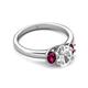 4 - Gemma 1.96 ctw IGI Certified Lab Grown Diamond Oval Cut (8x6 mm) and Rhodolite Garnet Trellis Three Stone Engagement Ring 