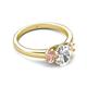 4 - Gemma 1.80 ctw GIA Certified Natural Diamond Oval Cut (8x6 mm) and Side Morganite Trellis Three Stone Engagement Ring 
