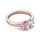 4 - Gemma 1.80 ctw GIA Certified Natural Diamond Oval Cut (8x6 mm) and Side Morganite Trellis Three Stone Engagement Ring 