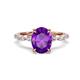 1 - Laila 2.18 ctw Amethyst Oval Shape (9x7 mm) Hidden Halo Engagement Ring 